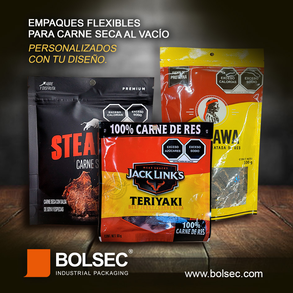 fabricante de bolsas para carne seca con Impresion Personalizada en México