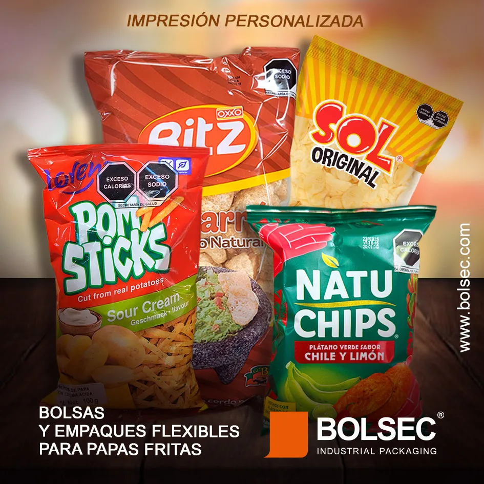 bolsas y empaques para papas fritas con impresion personalizada